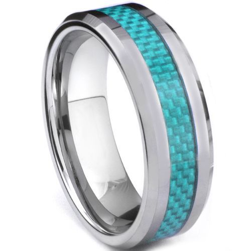 COI Tungsten Carbide Ring With Blue Carbon Fiber - TG2945