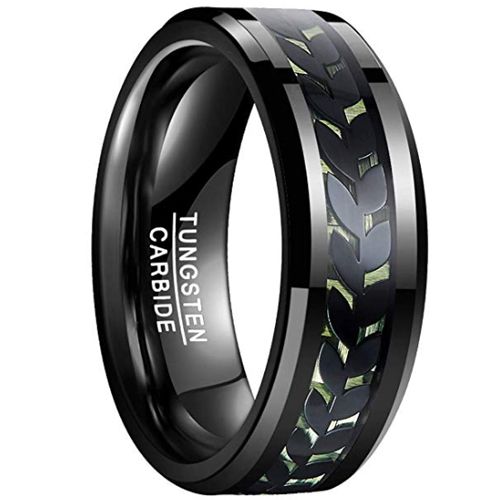 COI Black Tungsten Carbide Ring With Grey Carbon Fiber-TG4015