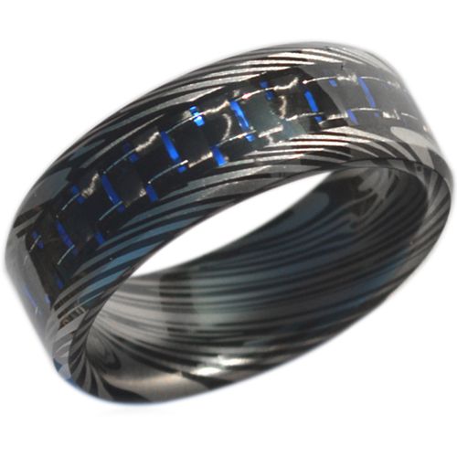COI Tungsten Carbide Damascus Ring With Carbon Fiber-TG4473