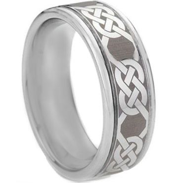 *COI Tungsten Carbide Celtic Double Grooves Ring-TG1434