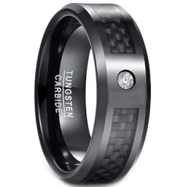 COI Black Tungsten Carbide Carbon Fiber Zirconia Ring-TG1567C