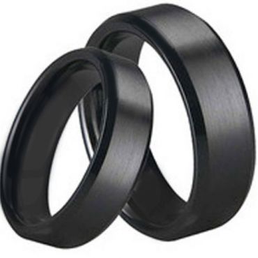 *COI Black Tungsten Carbide Polished Shiny Matt Beveled Edges Ring-TG1645