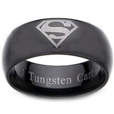 *COI Black Tungsten Carbide Superman Dome Court Ring-TG2277