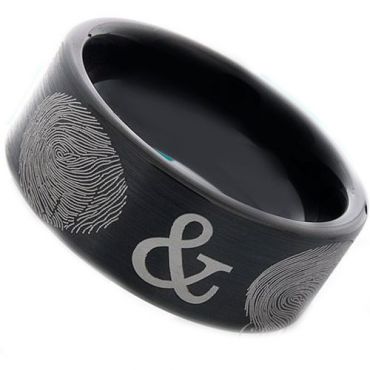 COI Black Tungsten Carbide Custom FingerPrint Ring-2388