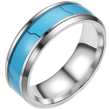 COI Tungsten Carbide Turquoise Beveled Edges Ring-TG2438