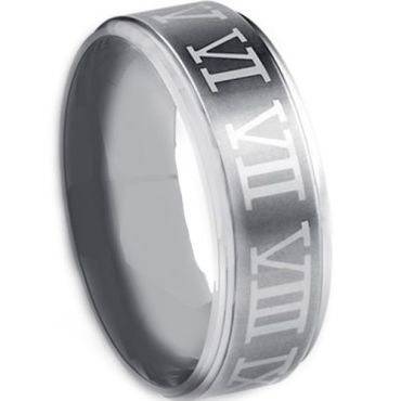 COI Tungsten Carbide Ring With Roman Numerals - TG2792
