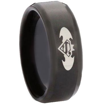 *COI Black Tungsten Carbide Batman Superman Ring - TG2878CC