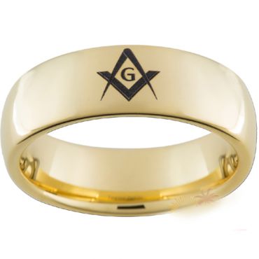 *COI Gold Tone Tungsten Carbide Masonic Dome Court Ring-TG2894