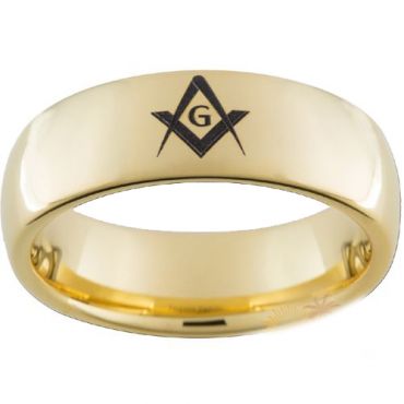 *COI Gold Tone Tungsten Carbide Masonic Dome Court Ring-TG2894
