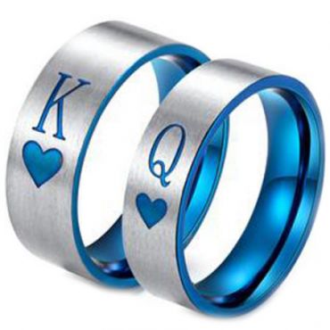 *COI Tungsten Carbide King Queen Heart Pipe Cut Ring-TG3428