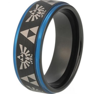COI Tungsten Carbide Black Blue Legend of Zelda Ring - TG3483