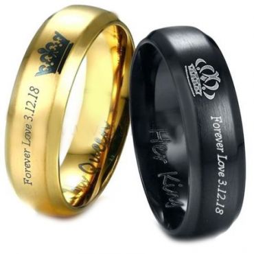 *COI Tungsten King Queen Ring With Custom Engraving-TG3887