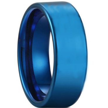 COI Blue Tungsten Carbide Pipe Cut Flat Ring-TG2986A