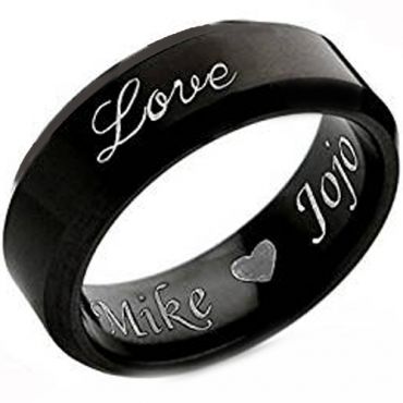 *COI Black Tungsten Carbide Love Ring With Custom Engraving - TG4529
