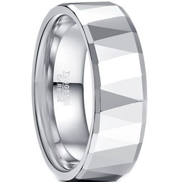 COI Tungsten Carbide Faceted Wedding Band Ring-TG5049