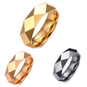 COI Tungsten Carbide Silver/Rose/Gold Tone Facet Ring-5475