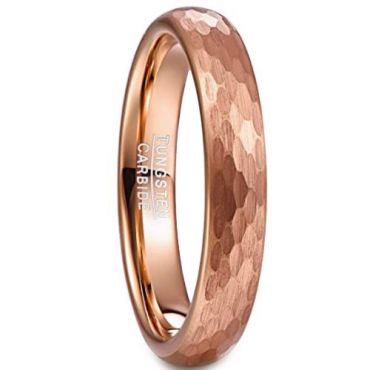 COI Rose Tungsten Carbide 4mm Hammered Ring-5479