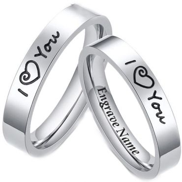 COI Tungsten Carbide I Love You Ring With Custom Engraving-5494