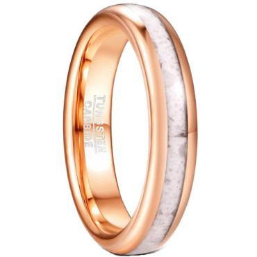 COI Rose Tungsten Carbide White Marble Dome Court Ring-5826