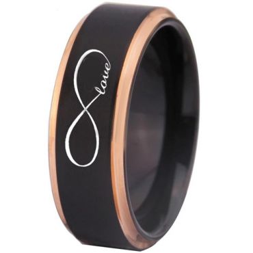 *COI Tungsten Carbide Black Rose Infinity Love Step Edges Ring-5858