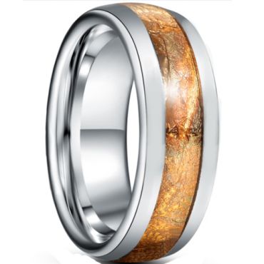 *COI Tungsten Carbide Dome Court Ring With Wood-5944
