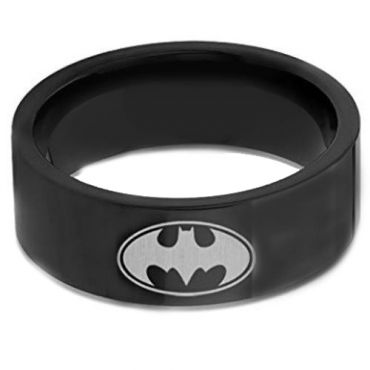 *COI Black Tungsten Carbide Pipe Cut Batman Ring - TG676AAA