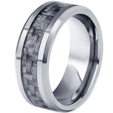 **COI Tungsten Carbide Beveled Edges Ring With Carbon Fiber-7315