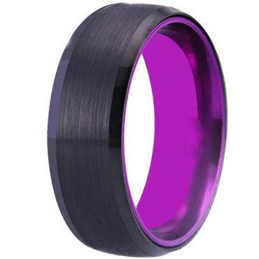**COI Tungsten Carbide Black Purple Beveled Edges Ring-7650BB
