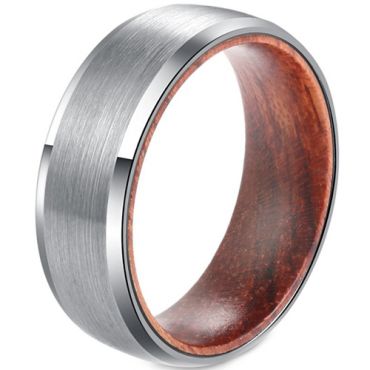 **COI Tungsten Carbide Beveled Edges Ring With Wood-7661BB
