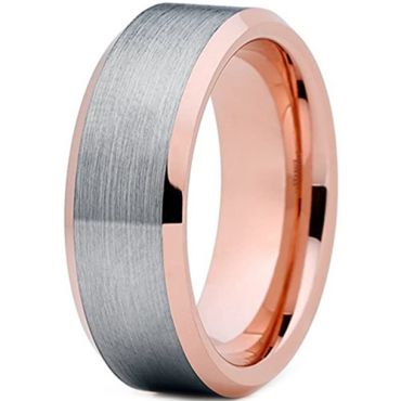 **COI Tungsten Carbide Rose Silver Beveled Edges Ring-7826DD
