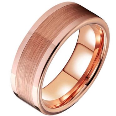 **COI Rose Tungsten Carbide Polished Matt Pipe Cut Flat Ring-7829DD