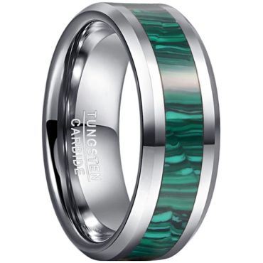 **COI Tungsten Carbide Green Camo Beveled Edges Ring-7835DD