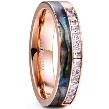 **COI Rose Tungsten Carbide Abalone Shell Ring With Cubic Zirconia-7869DD