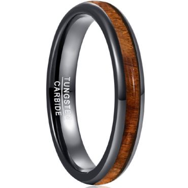 **COI Black Tungsten Carbide Dome Court Ring With Wood-7901DD