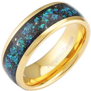 **COI Gold Tone Tungsten Carbide Crushed Opal Dome Court Ring-7947BB