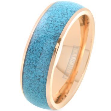**COI Gold Tone Tungsten Carbide Turquoise Dome Court Ring-7950BB