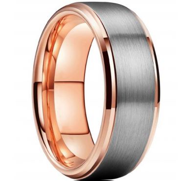 **COI Tungsten Carbide Rose Silver Step Edges Ring-7962BB