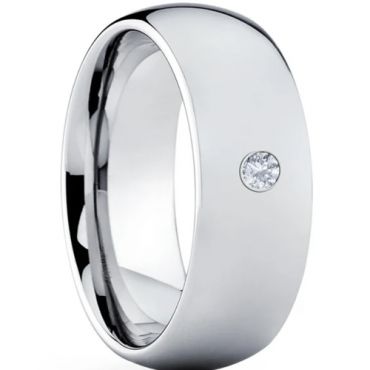 **COI Tungsten Carbide 4mm Dome Court Ring With Cubic Zirconia-7967BB