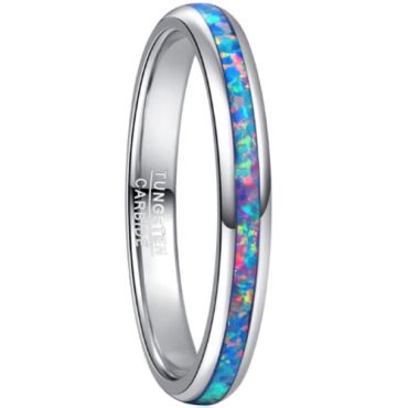 **COI Tungsten Carbide 3mm Crushed Opal Dome Court Ring-8085BB