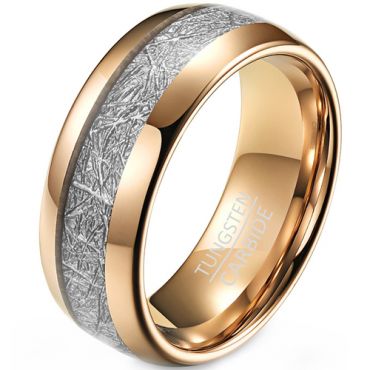 **COI Rose Tungsten Carbide Dome Court Ring With Meteorite-8251CC