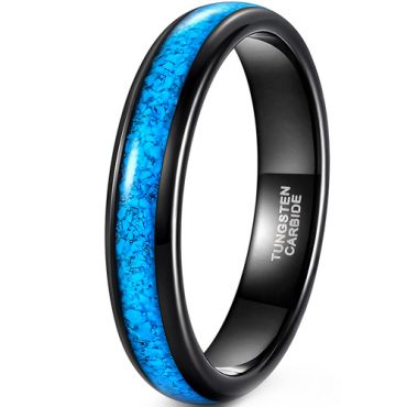 **COI Black Tungsten Carbide Dome Court Ring with Turquoise-8300DD
