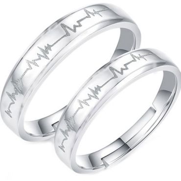 **COI Tungsten Carbide Heartbeat Beveled Edges Ring-TG859A