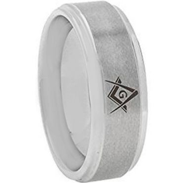 *COI Tungsten Carbide Masonic Step Edges Ring - TG3645