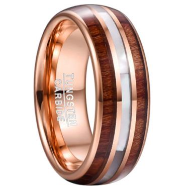 COI Rose Tungsten Carbide Wood & Abalone Shell Ring-TG5071