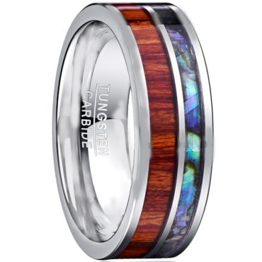 COI Tungsten Carbide Abalone Shell & Wood Ring - TG1206AA