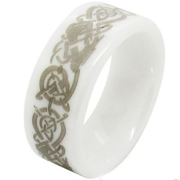 COI White Ceramic Dragon Pipe Cut Flat Ring-TG1496AA