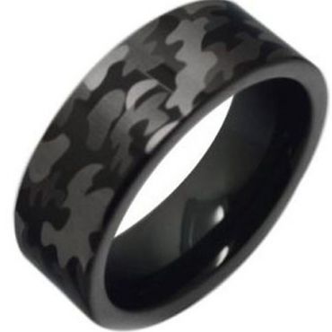 COI Black Tungsten Carbide Camo Pattern Ring - TG177AA