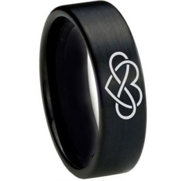*COI Black Tungsten Carbide Infinity Heart Pipe Cut Ring-TG1821AA