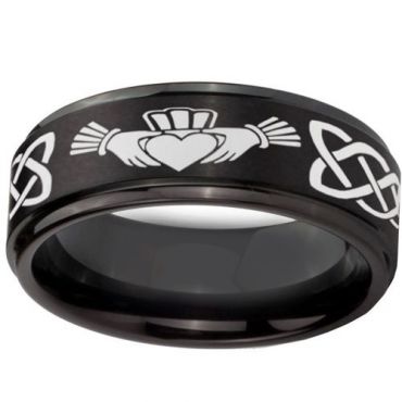 COI Black Tungsten Carbide Mo Anam Cara Celtic Ring-TG2385