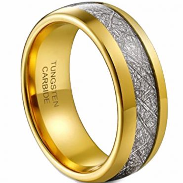 COI Gold Tone Tungsten Carbide Meteorite Dome Court Ring-TG2593A